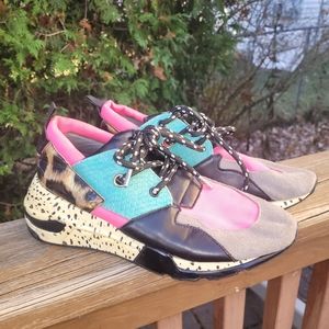 Steve Madden Cliff Mixed Media Leather Sneaker Leopard